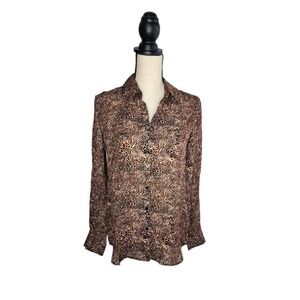 NWT L'AGENCE Silk Nina Animal Print Long Sleeve Blouse Top Women's XS MSRP $375